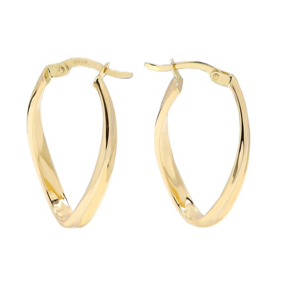 Twisted Italian Gold Hoops real 14k Earrings #36 - Picture 8 of 12
